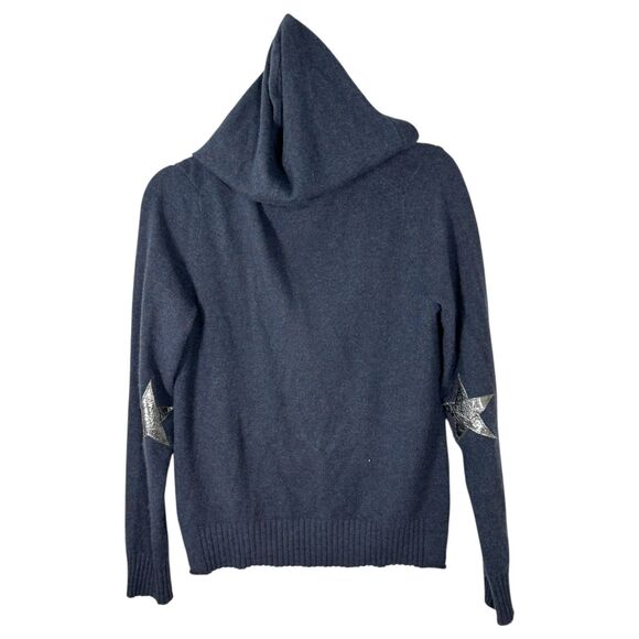 Zadig & Voltaire Cassy WS Patch Zip UP Cashmere Cardigan Sweater Blue XS - Picture 2 of 9